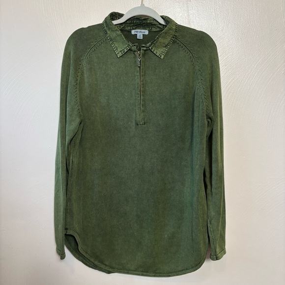 PBJ Blues Womens 1/4 Zip Sweater Tunic Pullover Forest...